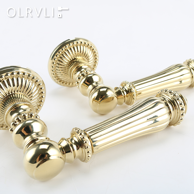 意大利olrfvli黄铜欧式复古磁吸门锁法式轻奢意式金色静音双开门