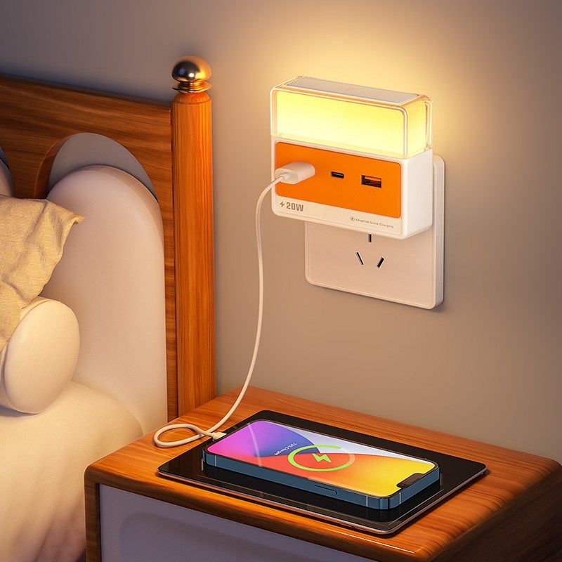 插电款床头小夜灯卧室睡眠夜间多功能台灯插座一体2025新款墙壁灯