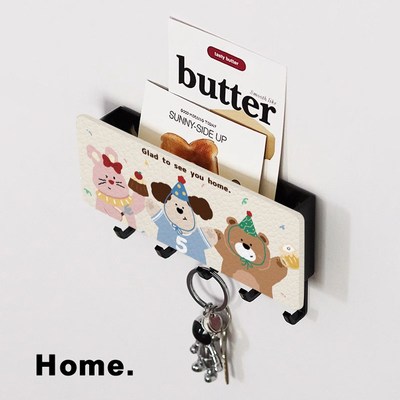 可爱卡通钥匙挂钩一m排入户门后收纳置物架创意免打孔墙上无痕粘