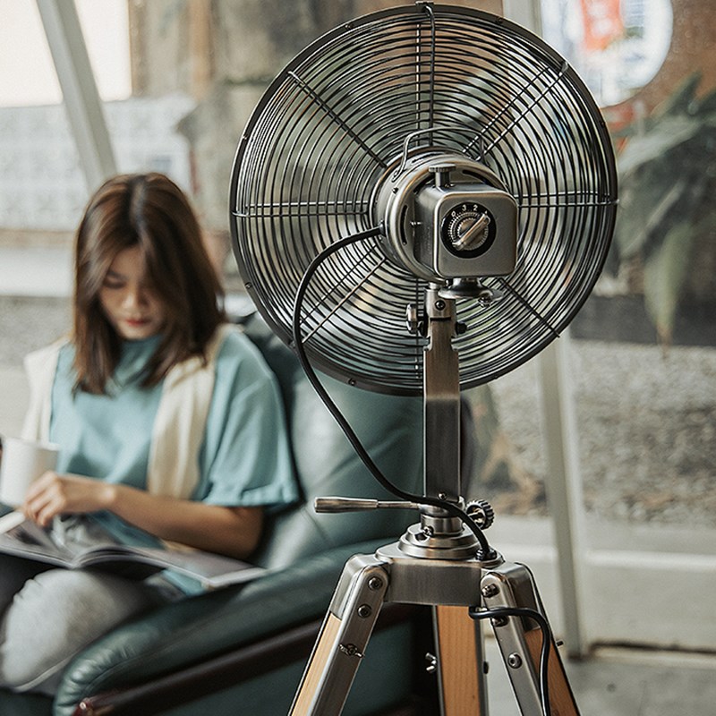 IMASU三角架风扇落地s扇家用复古怀旧金属12寸摇头立式轻音电风扇