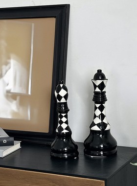 陶瓷桌面摆件国际象棋小众创意客厅书G房高级感黑白轻奢样板房装