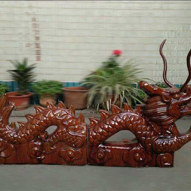 仿古琉璃瓦配件 中式建筑琉w璃瓦 二龙戏珠 古建琉璃瓦 双龙戏珠