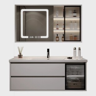 风水镜浴室柜陶瓷一体盆67/77CM87公分97/107厘米117CM洗脸盆定制
