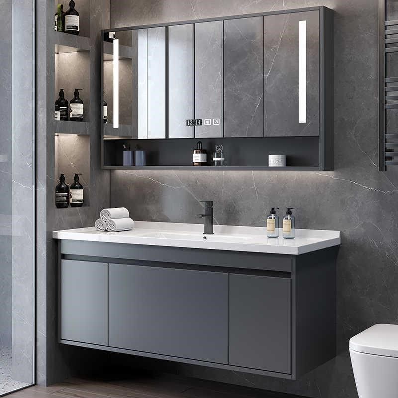 现代简约挂墙式奶油风浴室柜组合陶瓷一体盆卫生间洗漱台洗手池,家装主材,浴室柜组合,淘宝优惠券,粉丝福利购,淘宝优惠卷