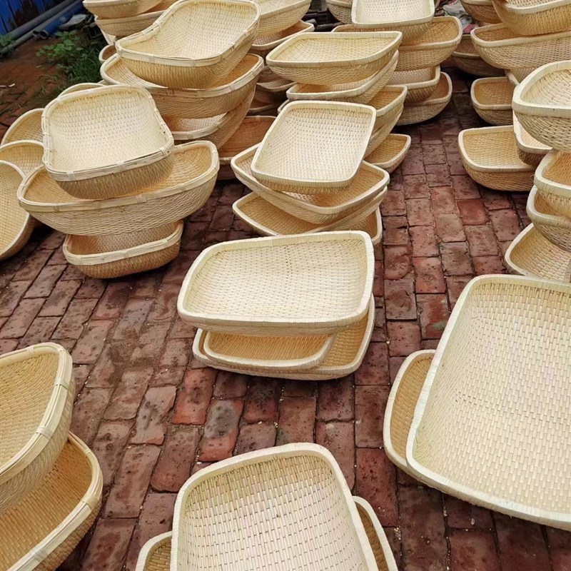柳编笸箩藤编收j纳筐长方形馒头筐家用大号现捞箩筐簸箕柳条饼馍