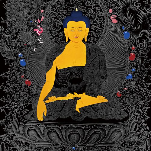 释迦牟尼佛佛描金唐卡静心减压涂色线稿LDIY手绘填色装饰画
