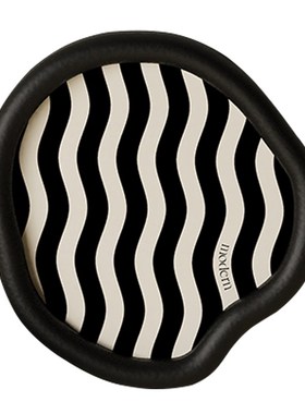 黑色高级皮革托盘轻奢高档书桌化妆品置物盘入户R玄关钥匙收纳摆