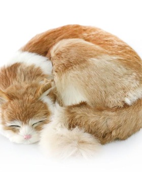 仿真猫咪动物模型家居装饰品桌面C摆件真皮毛动物玩偶软装饰品摆