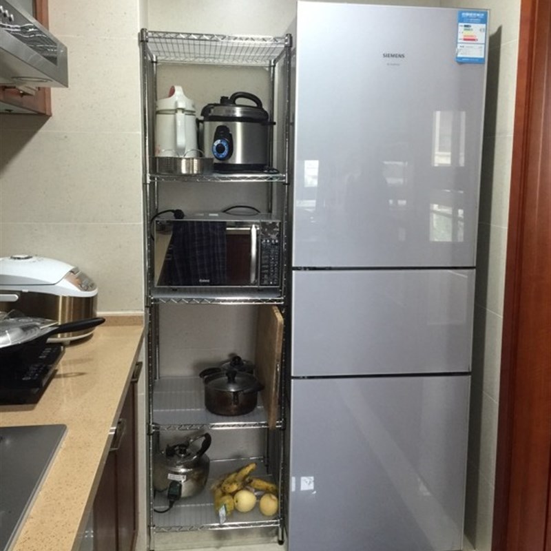 移动置物架落地多层层架厨房收纳架不锈钢Q色储物架货架带轮