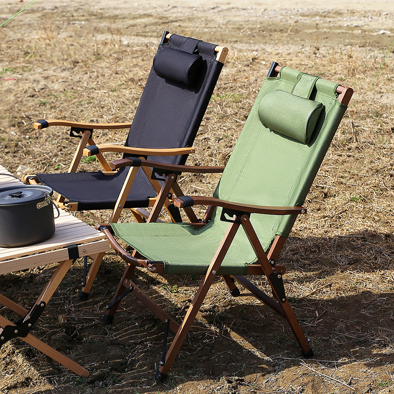 露营野营户外折叠椅子便携式桌椅太师靠I背实木克米特可调节半躺