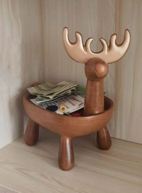 ins创意入户门玄关钥匙收纳摆件客厅H轻奢麋鹿装饰品圣诞高档礼物