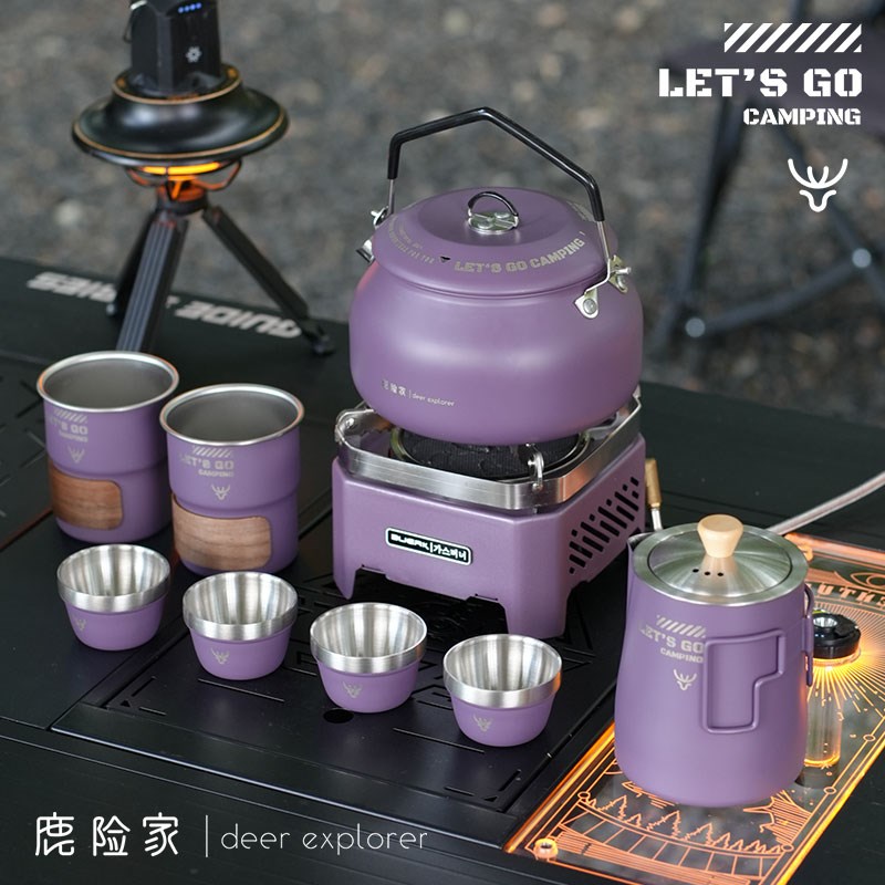 鹿险家战术款(双层茶杯)茶具露营茶具套组茶水分X离泡茶器户外