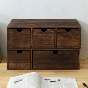 办公电脑显示屏增高架实木桌面收C纳盒化妆品置物架抽屉杂物整理