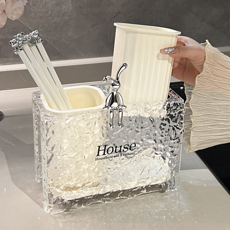 轻奢高颜值筷子收纳盒壁s挂筷子筒筷笼家用台面筷子桶叉勺子沥水