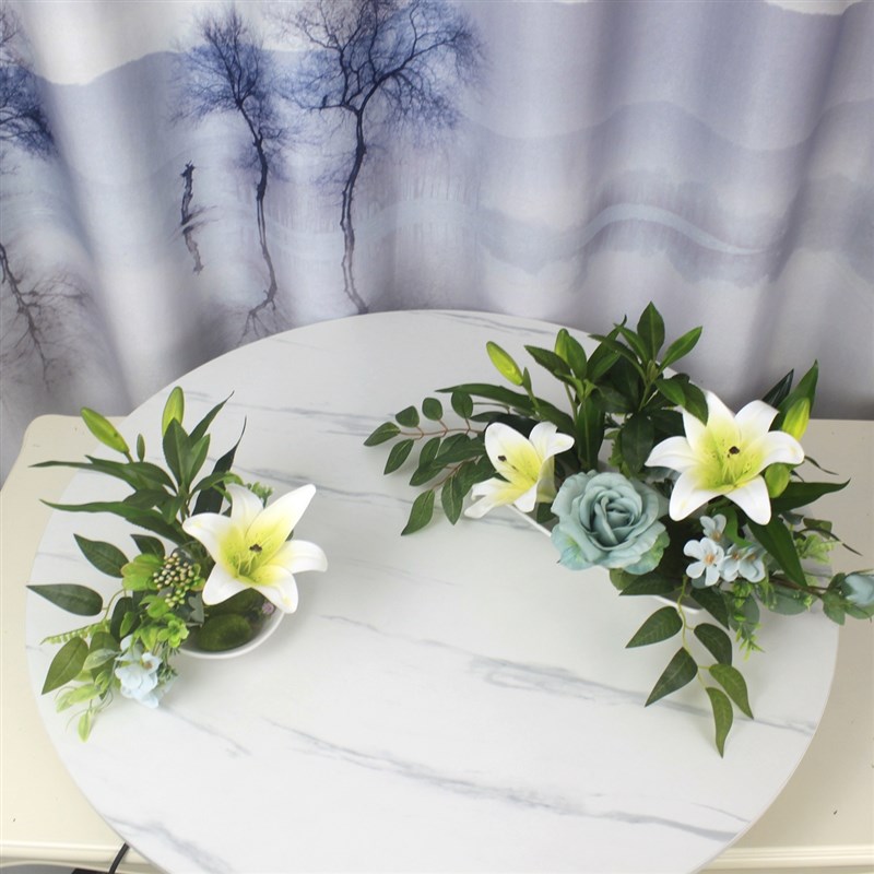 酒店餐桌转盘装u饰花餐桌中心花艺摆件