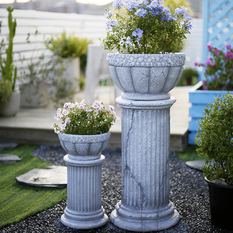 欧式花园罗马柱庭院花盆底u座阳台露台装饰布置道具户外柱子摆件
