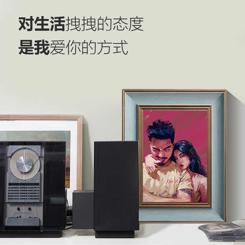 爱画画的子衿纯手l绘人像油画装饰画照片板绘艺术画情侣表白礼物