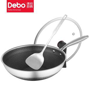 Debo德铂DEP-DS260卡勒汉斯双面蜂窝不粘锅316不锈钢32cm炒锅[DB]