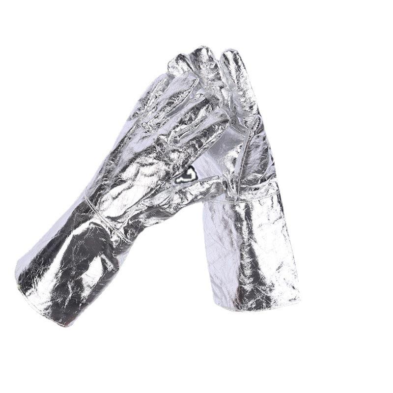 高温炉炼钢铝箔耐高温手套五指炉前作业防火劳保手套铝箔隔热手套