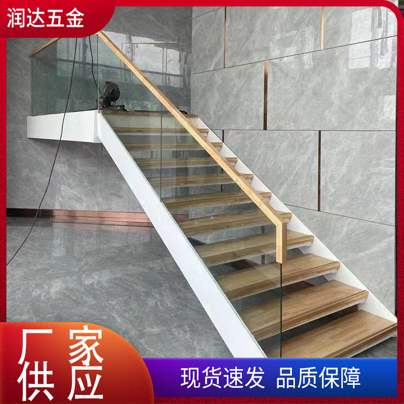 双梁玻璃楼梯厂家定制室内跃层复式梯现代简约小户型双梁玻璃楼梯