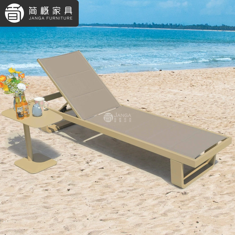 户外别墅泳池躺椅沙滩露天花园庭院藤编躺床休闲可调节日光浴躺床