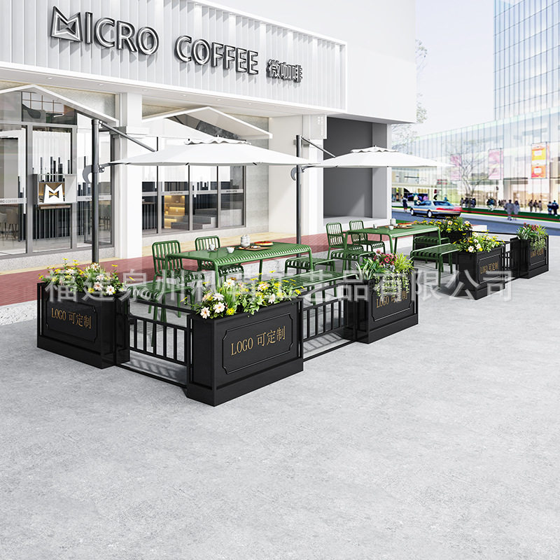 围栏栅栏户外铁艺庭院护栏店铺外摆花箱餐厅隔断花槽室外园艺篱笆
