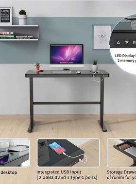 Joyworker钢化玻璃电动升降桌单电机桌架电脑桌