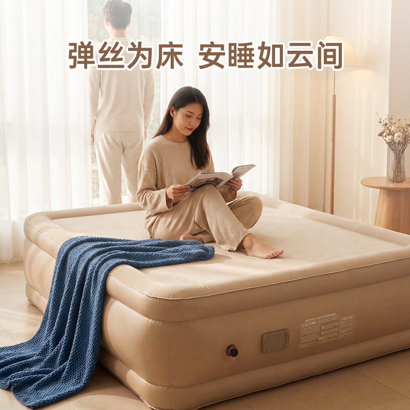 户外露营拉丝云床多功能强支撑家用打地铺拉丝床垫电动双人充气床
