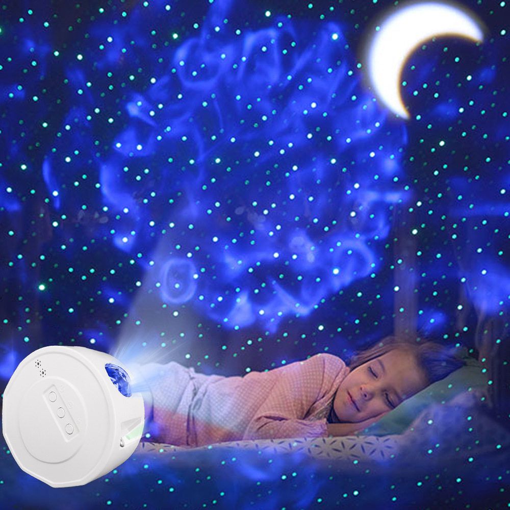 厂家跨境热销蓝牙LED夜灯音乐投影仪月亮和星星灯睡眠投影仪
