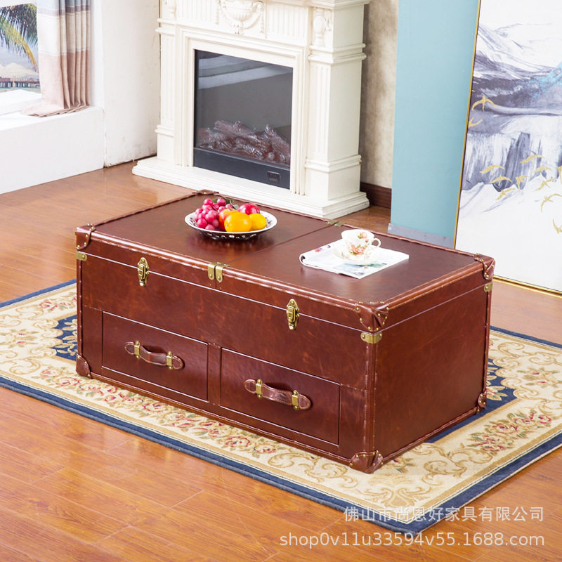 美式乡村箱式多功能升降LOFT工业风复古欧式服装店咖啡厅创意茶几