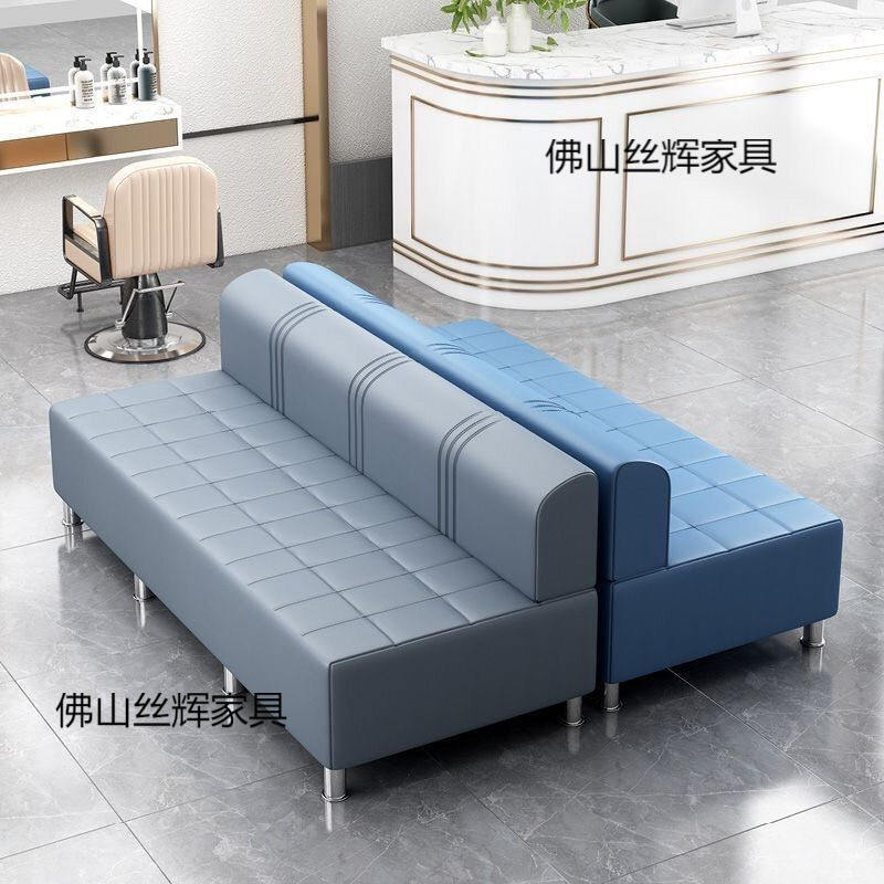 网红理发店等候椅网网红发廊客人长条专用椅子美发店休息区小沙发