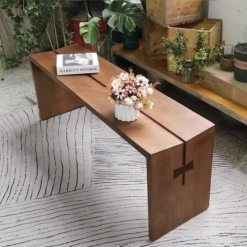 北欧原木长条餐凳极简设计师款