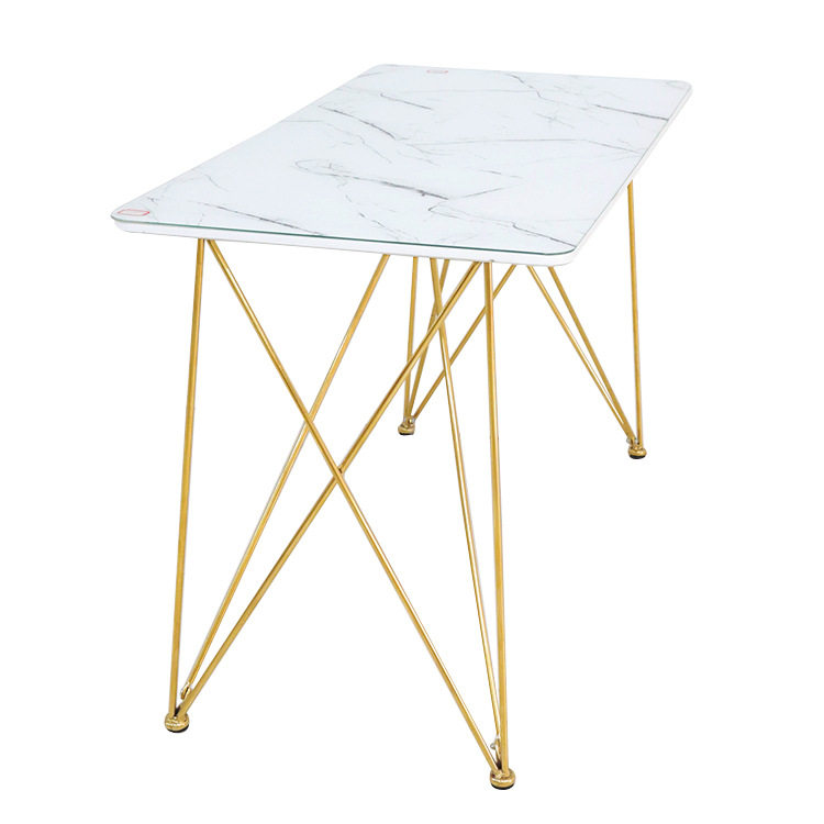 coffee table 岩板贴画MDF茶几轻奢金属桌腿跨境钢化玻璃咖啡桌子