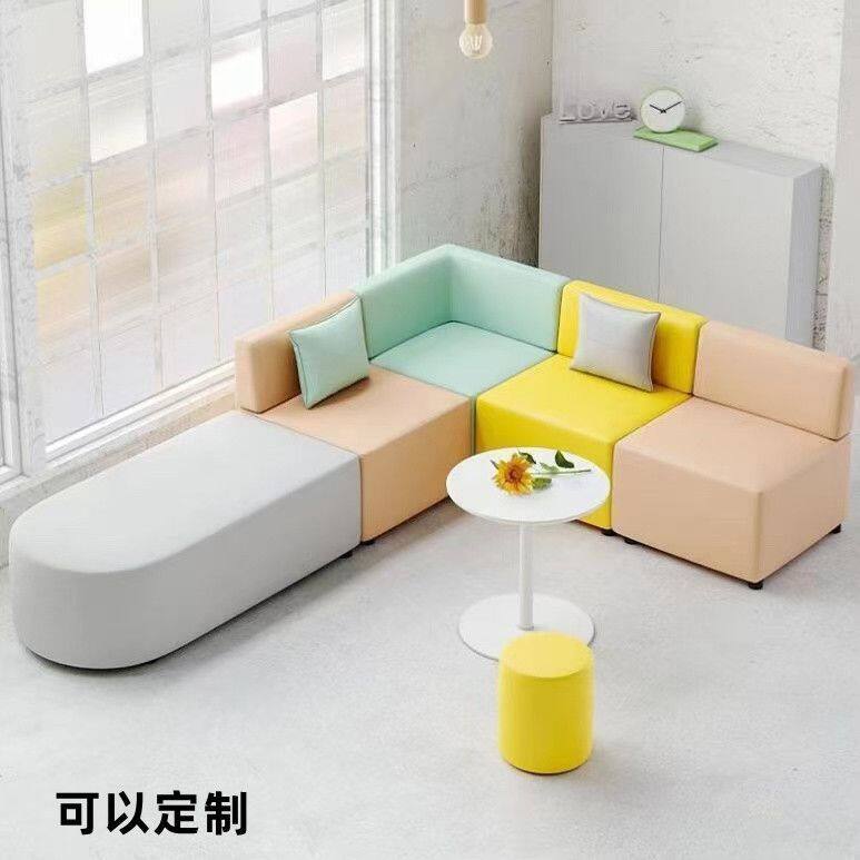 办公室客厅转角L型卡座沙发
