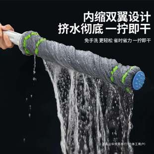 免手洗自拧水拖把家用一拖净懒人旋转吸水墩布地拖干湿两达华