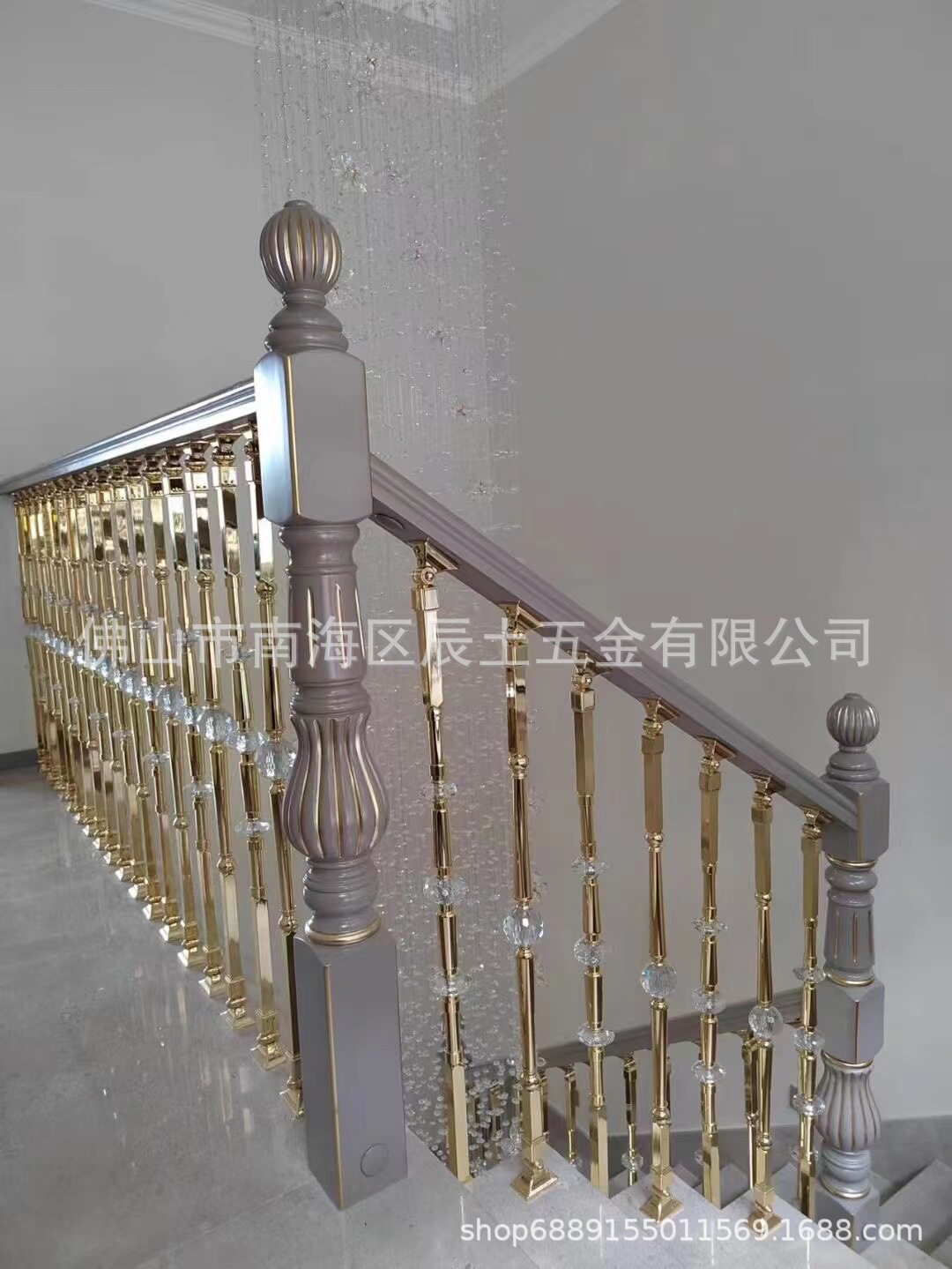 全国包安装铝镁合金新中式旋转楼梯扶手立柱护栏轻奢豪华防护