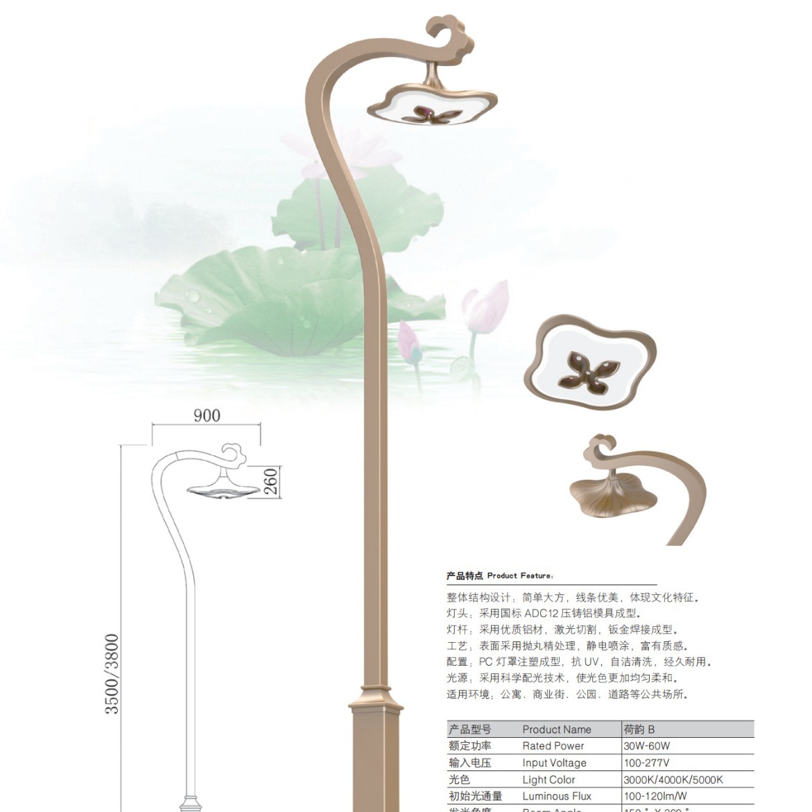 皇广景观路灯荷韵 B-商业街公园道路出口品质厂家带安装