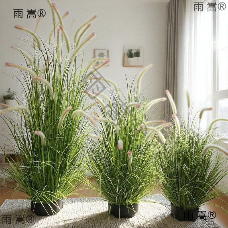 狗尾巴花芦苇假绿植毛毛虫猫尾假花箱装饰造景观