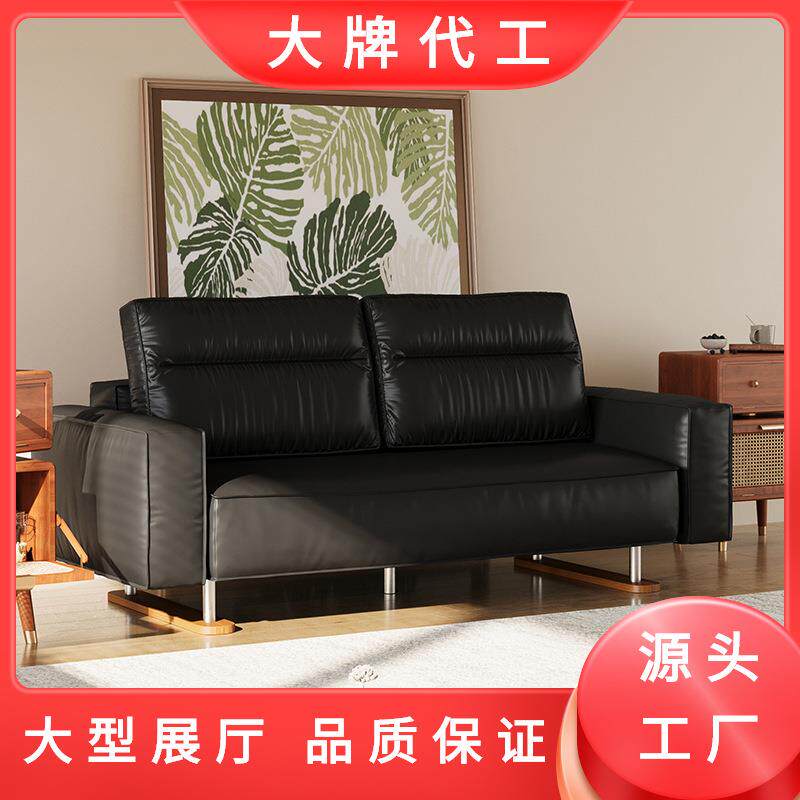 简约轻奢沙发椅法式复古中古风黑色直排豆腐块双人小户型客厅沙发