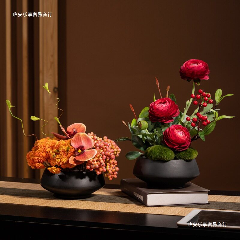 轻奢中式花艺摆件酒店餐厅客厅餐桌花假花仿生花摆设