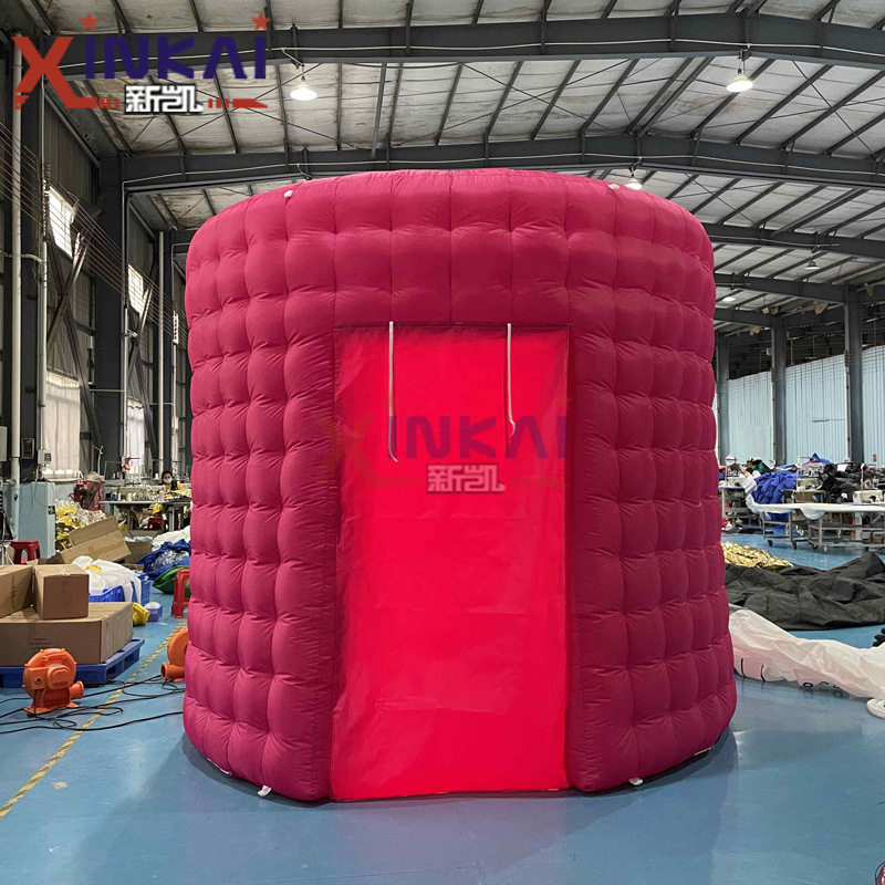 圆形双门灯光照相亭背景幕布户外活动充气背景便携式移动摄影棚