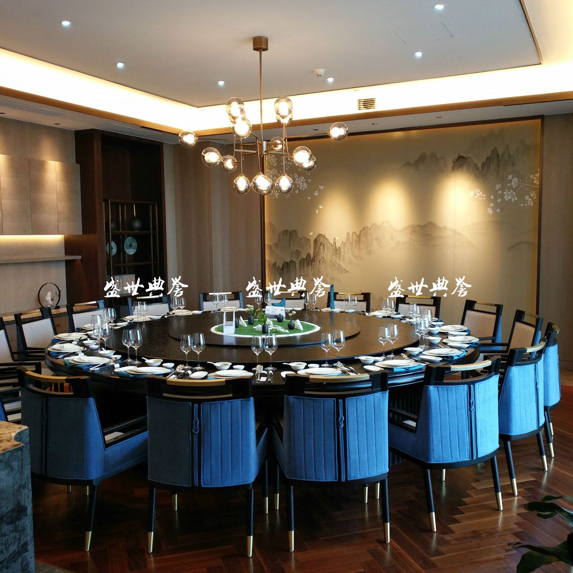 丽江度假酒店实木餐桌椅直销饭店包厢实木餐椅会所新中式白蜡木椅