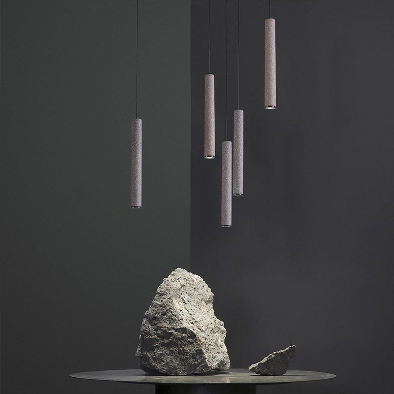 北欧网红餐厅小吊灯复古水泥石管吧台水磨石灯具咖啡厅卧室床头灯