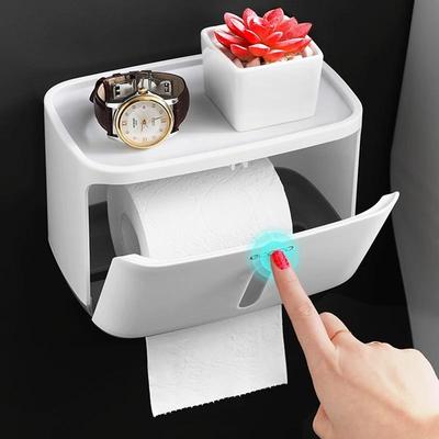 适用卫生间纸巾盒厕所收纳卫生纸置物架抽纸盒厕纸盒壁挂式防水卷