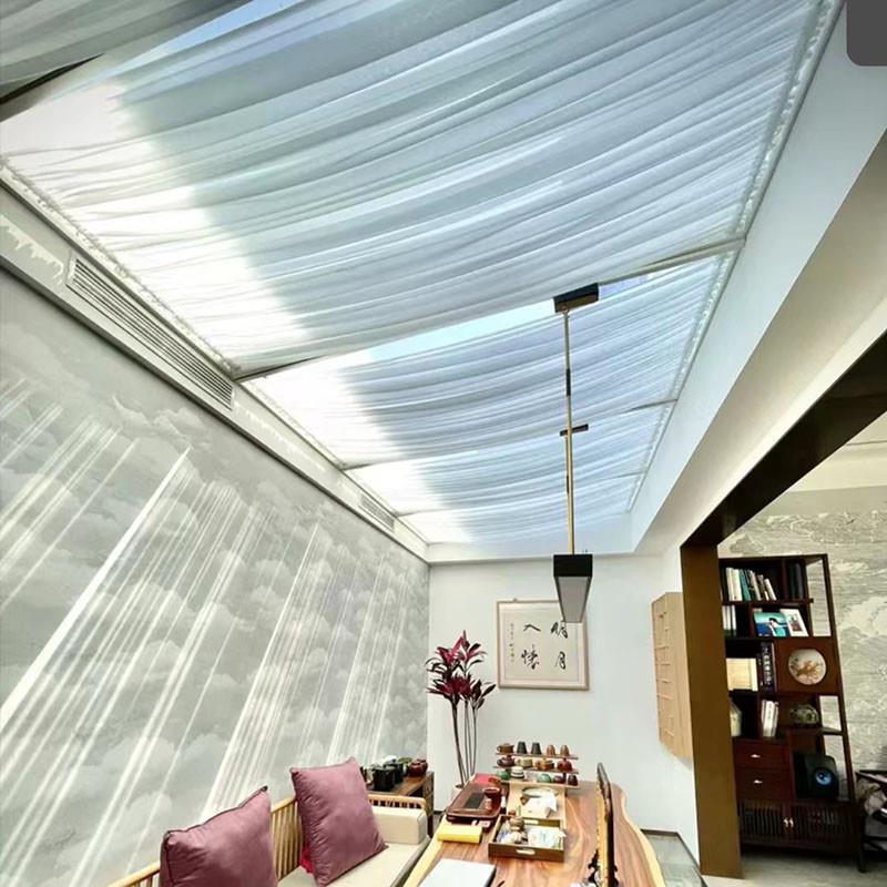 适配阳光房装饰帘天窗遮光帘定制款无需打孔钉钉安装简易绷纱帘