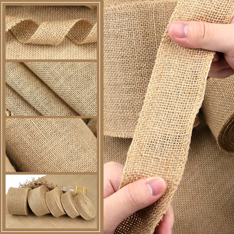 适用麻绳编织加厚麻布卷diy手工幼儿园桌布麻袋装饰布粗黄麻面料