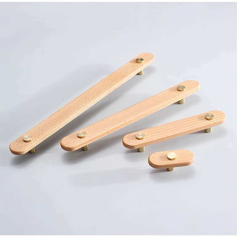 北欧衣柜木质把手柜门橱柜抽屉实木拉手日式现代简约榉木黑胡桃木