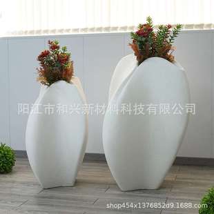 厂家异形杨桃水泥花瓶室内商场种植盆栽户外玻璃钢花盆落地摆件