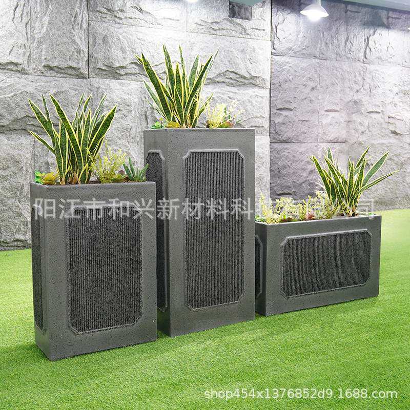 厂家双色条纹长方形花瓶户外园林绿植花箱组合落地玻璃钢花盆摆件,家居饰品,户外/庭院摆件,淘宝优惠券,粉丝福利购,淘宝优惠卷
