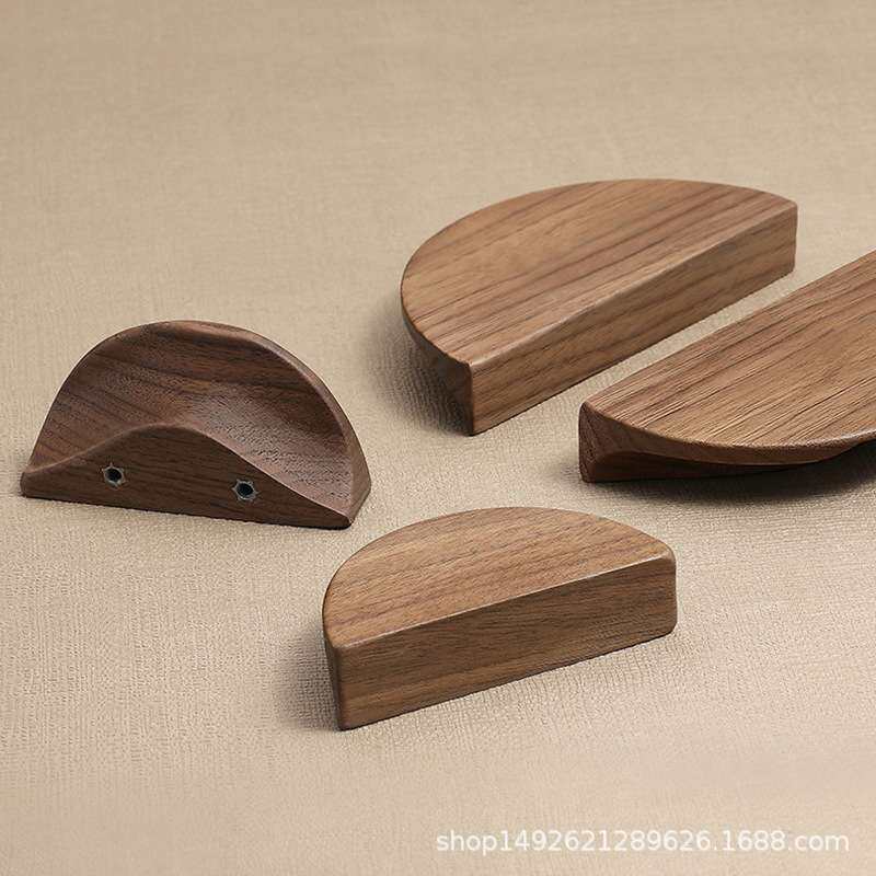 新中式柜门拉手实木现代简约高档长衣柜橱柜抽屉柜子把手手柄半圆